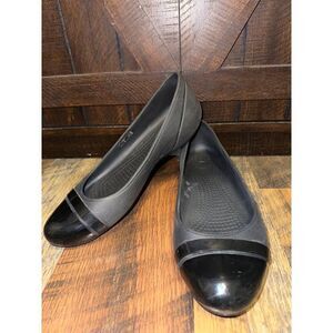 Crocs Cap Toe Black Marble Ballerina Flats Shoes Size 8